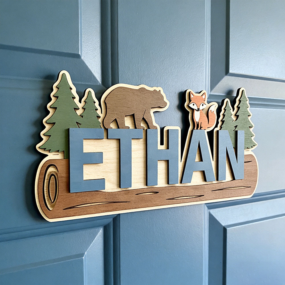 Woodworking For Beginners - Woodland Forest Animal Personalized Name Wooden
