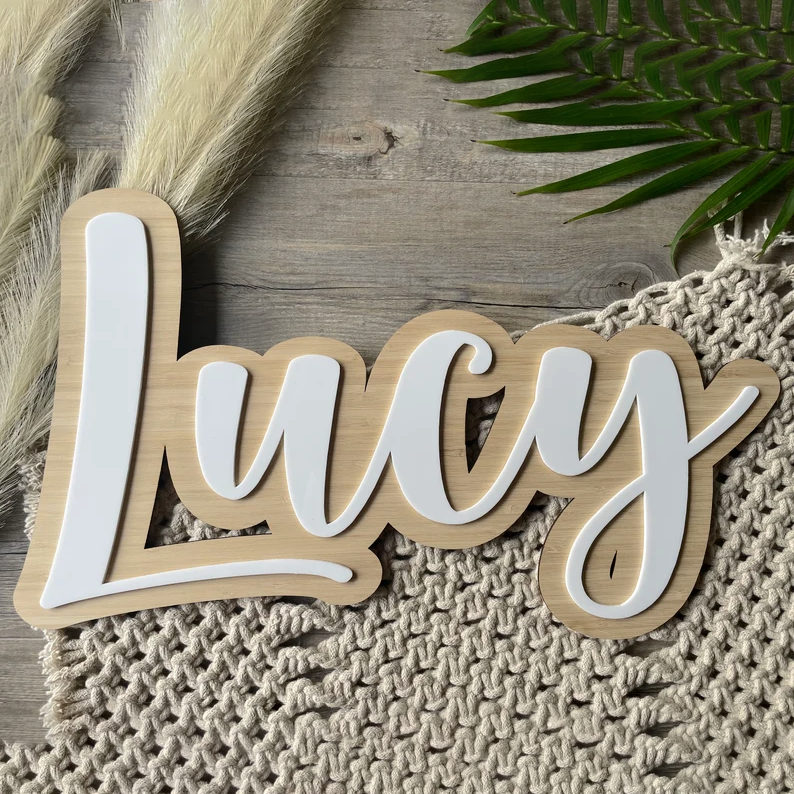 1pc Layered Name Sign, Cream C - Woodworking For Beginners のレビューと価格