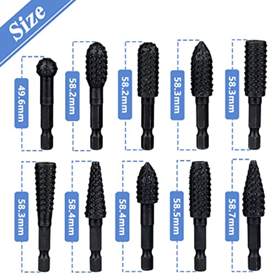 10 Pieces Rotary Burr Rasp Set - Woodworking File のレビューと価格