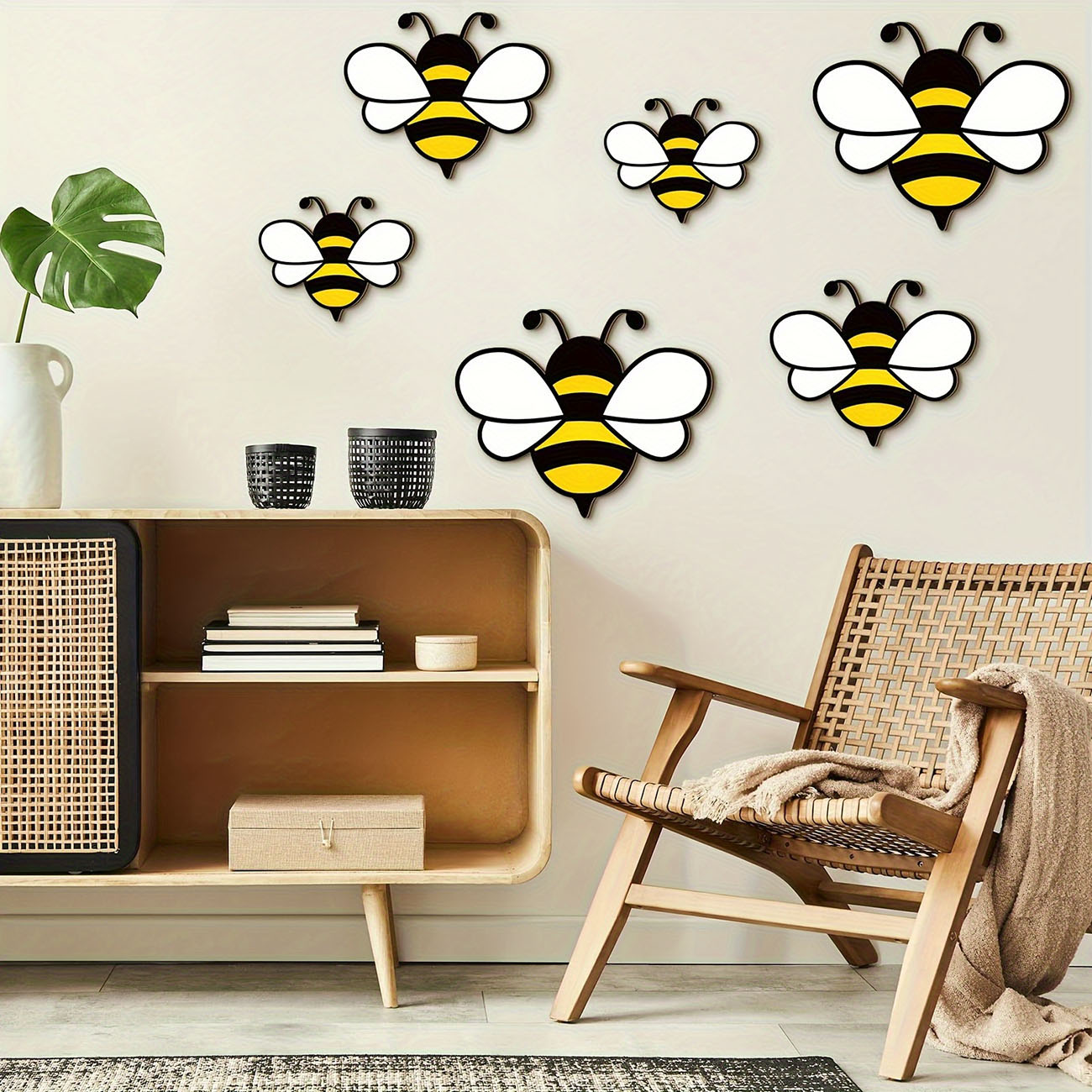 6Pcs Cute Bee Wooden Wall Stic - Woodworking For Beginners のレビューと価格